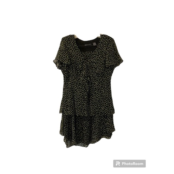 DANA BUCHMAN Black & Green Polka Dot Silk (2) Piece Set Skirt-10 /Top-12 - Picture 1 of 16